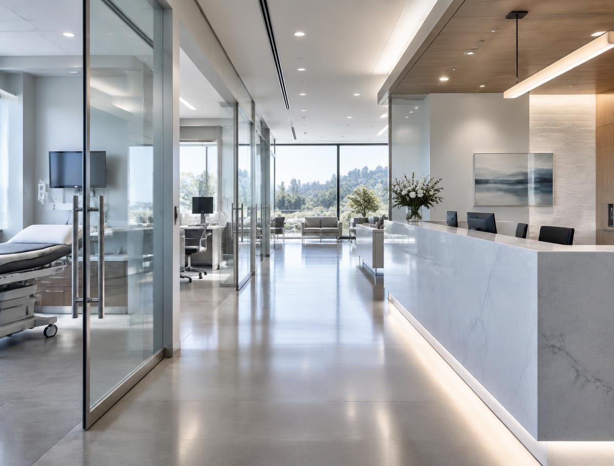 Contemporary medical practice reception and clinical space